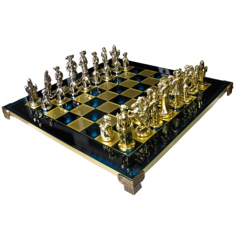 Шахматы эксклюзивные Manopoulos S12BLU Мушкетеры синие 44х44 см