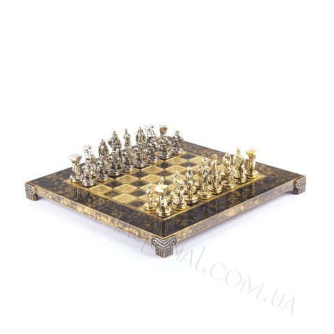 Подарочные шахматы Спартанский воин в деревянном футляре коричневые 28x28 см