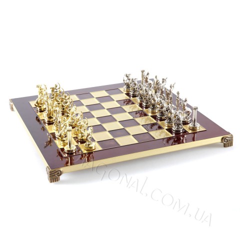 Подарочные шахматы Manopoulos Греческая мифология в деревянном чехле красные 36x36 см