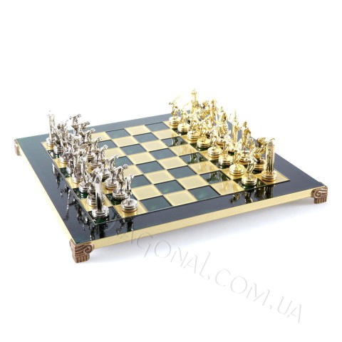 Уникальные шахматы дискобол в деревянном футляре зеленые 36x36 см