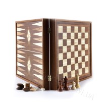 Набор 3 в 1 шахматы, шашки и нарды STP36E Manopoulos в деревянном чехле 39х39 см
